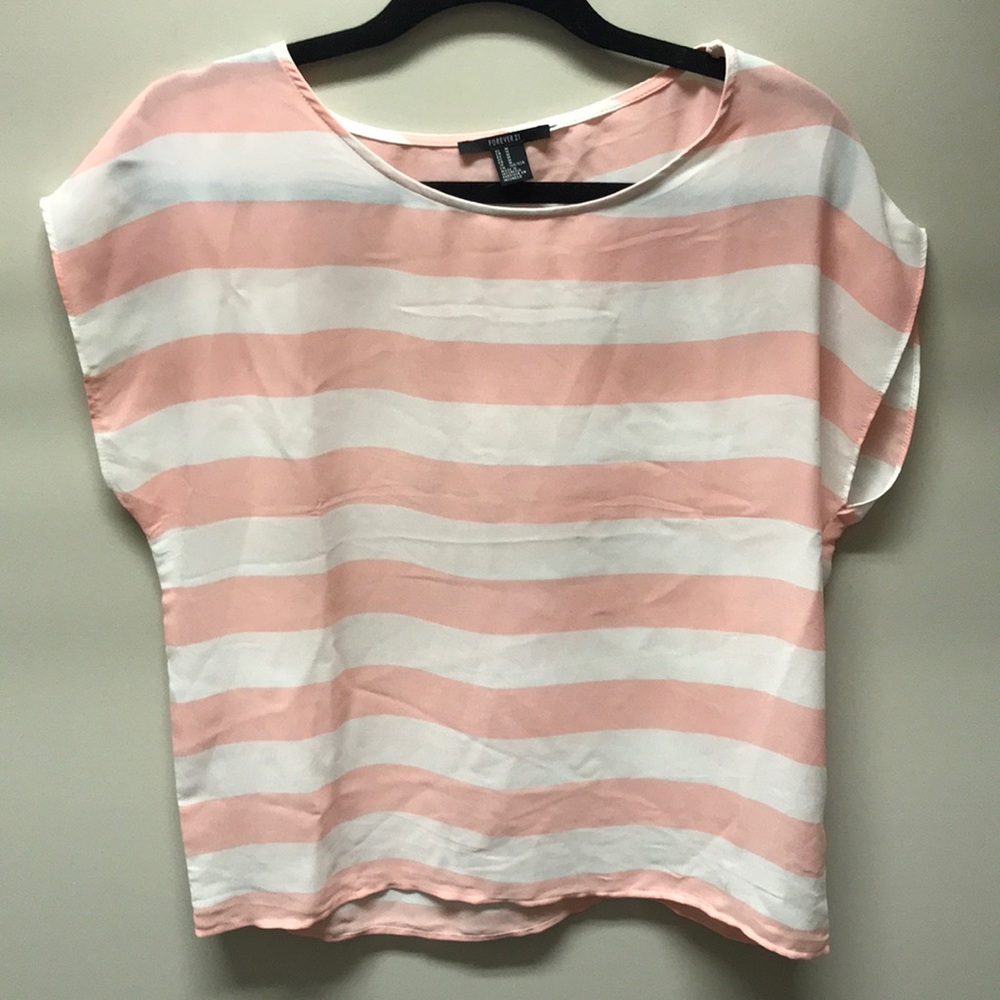 Pink and white striped blouse size m